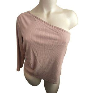Old Navy Womens 3X One-Shoulder Ribbed Knit Top Neutral Tan NWT JJ4066